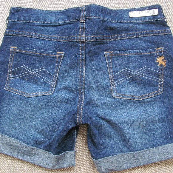 Express Distressed Denim Jean Shorts Cuffed Size 2 - Picture 5 of 5